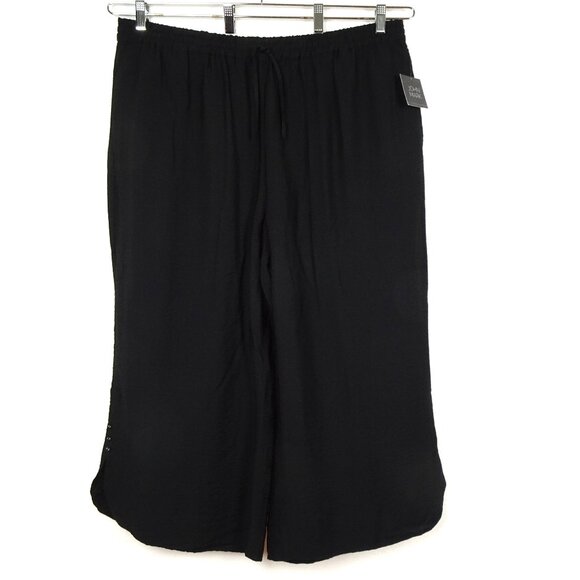 John Mark Wide Leg Pants Women's Plus Size 2X Black Elastic Waist Cropped - Picture 1 of 10